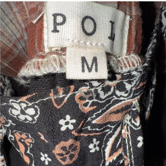 POL OVERSIZED Medium Patchwork Boho Lace Black Brown Tan Joggers Pants NWOT - Picture 3 of 14